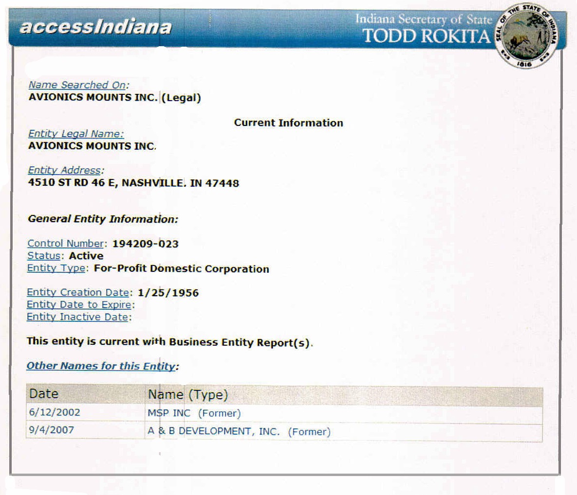Avionics Mounts Corporate information